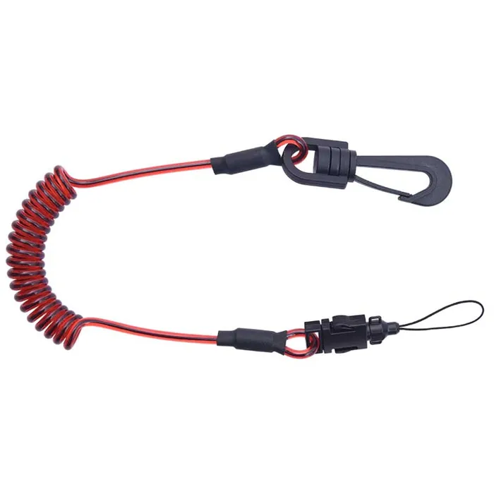 Coil tool lanyard with a swivel connector