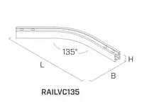 Aluminium Vertical 135° Bend For H-Rail